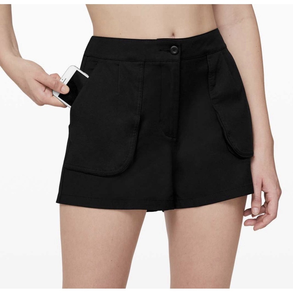 Lululemon‎ This Instant Black Tailored Water Repellent Tech Shorts Size 8